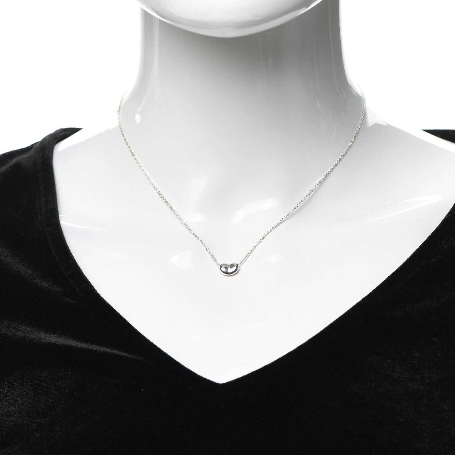 Tiffany Sterling Silver 9mm Elsa Peretti Bean Pendant Necklace 2 of 5
