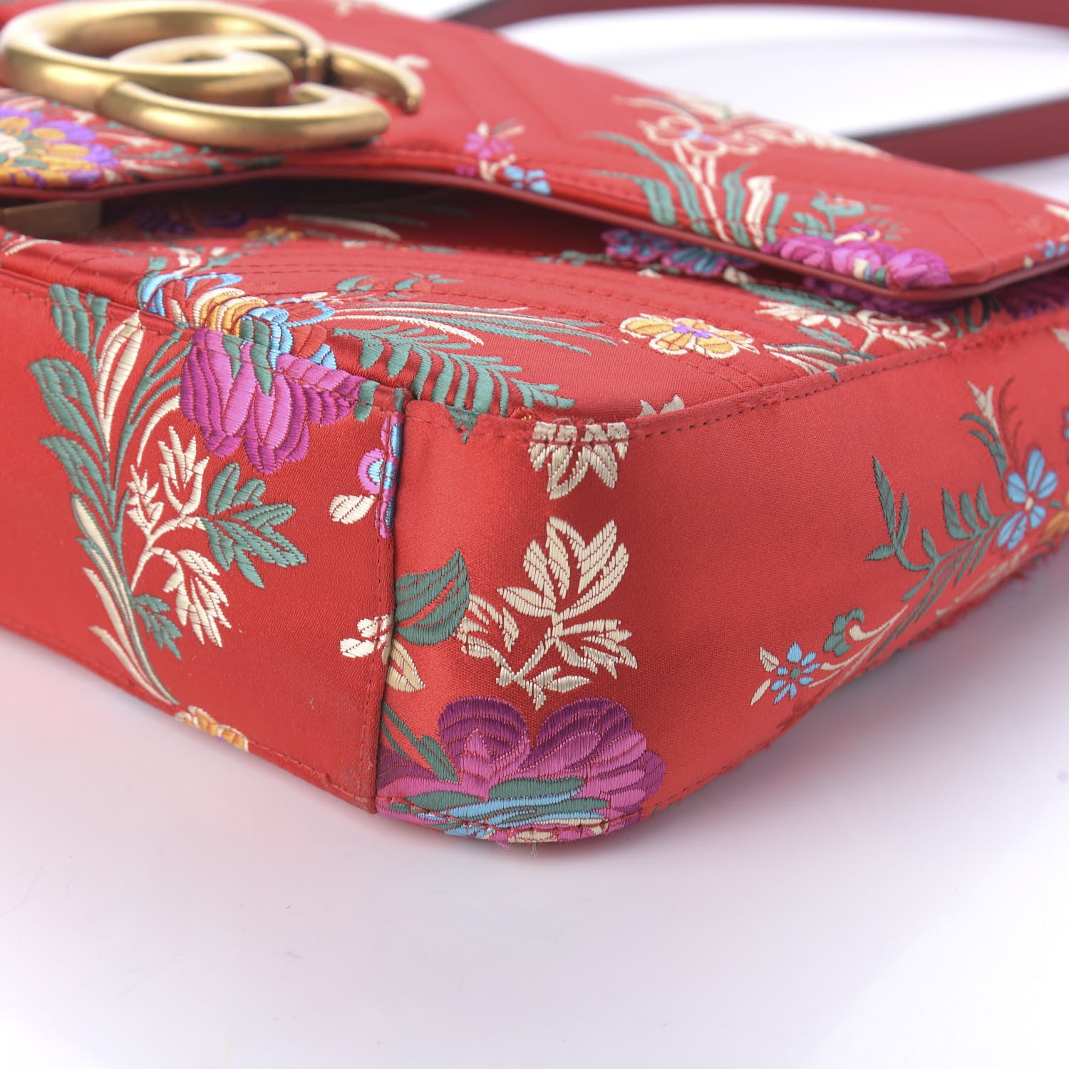Gucci Jacquard Matelasse Floral Medium GG Marmont Shoulder Bag Red 7 of 10