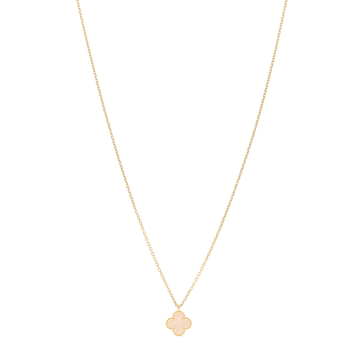 Van Cleef & Arpels 18K Yellow Gold Mother of Pearl Sweet Alhambra Pendant Necklace 1 of 5