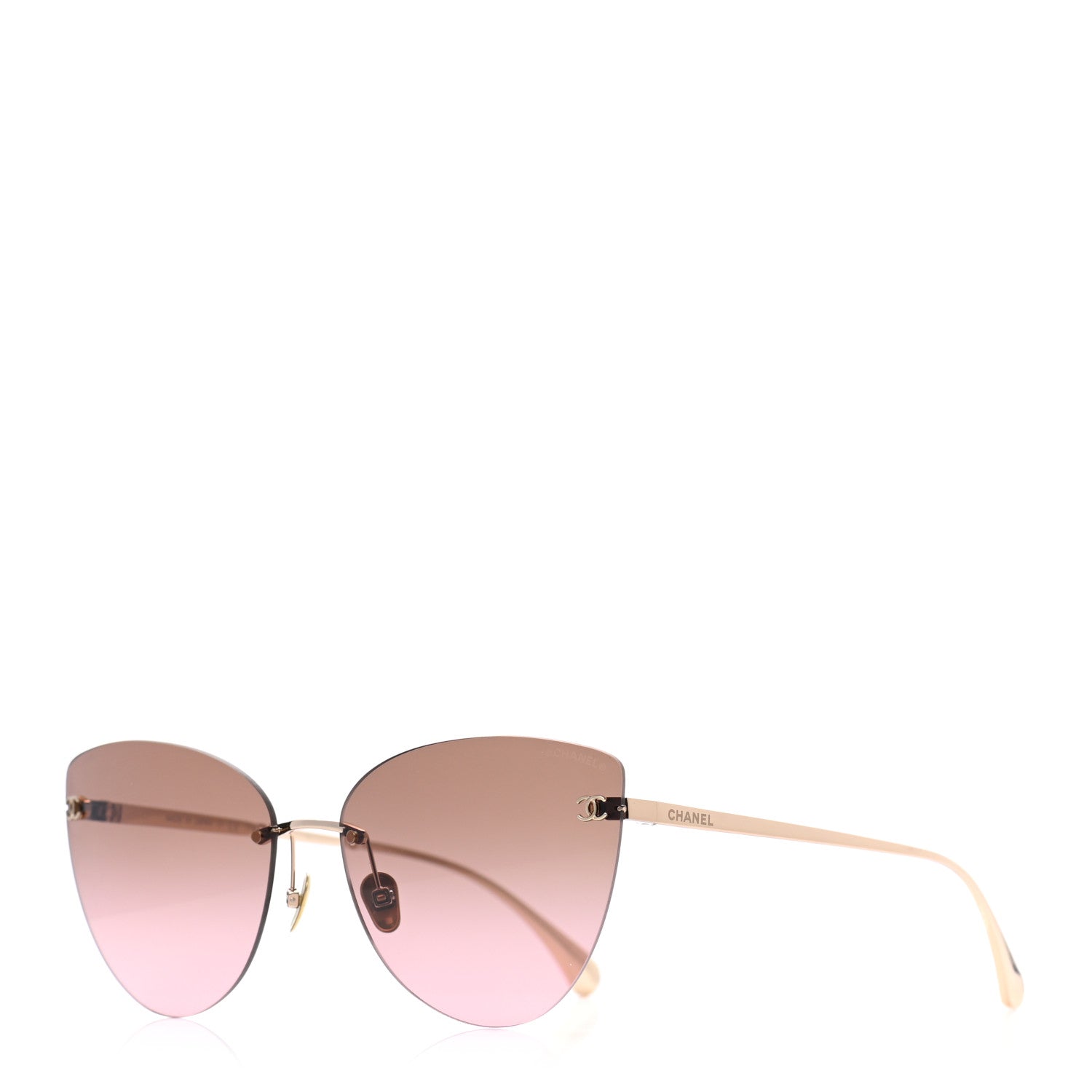 Chanel Titanium Frameless Cat Eye CC Sunglasses 4273-T Pink 1 of 8