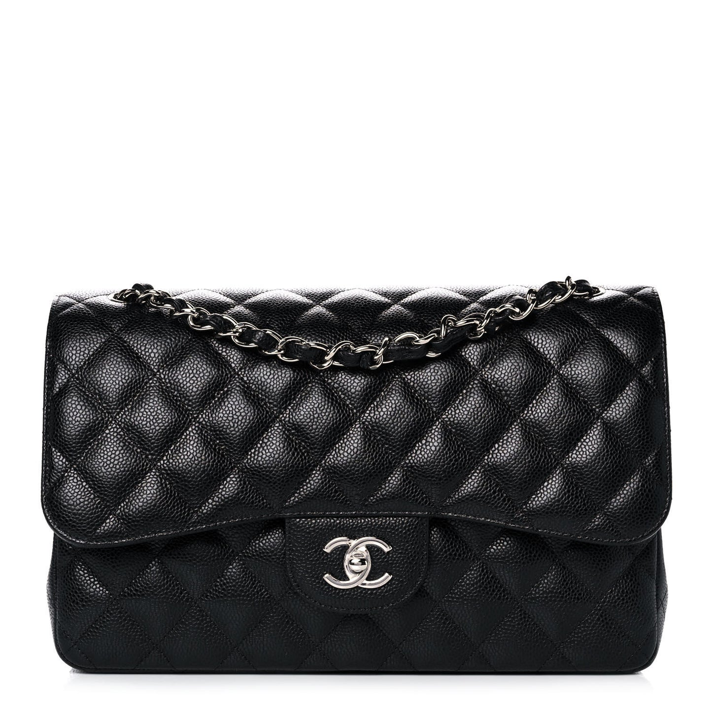 Caviar Quilted Jumbo Double Flap Black