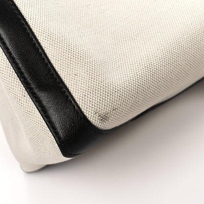 Valentino Garavani Canvas Calfskin VLTN Print Small Rockstud Tote Naturale Black 9 of 9