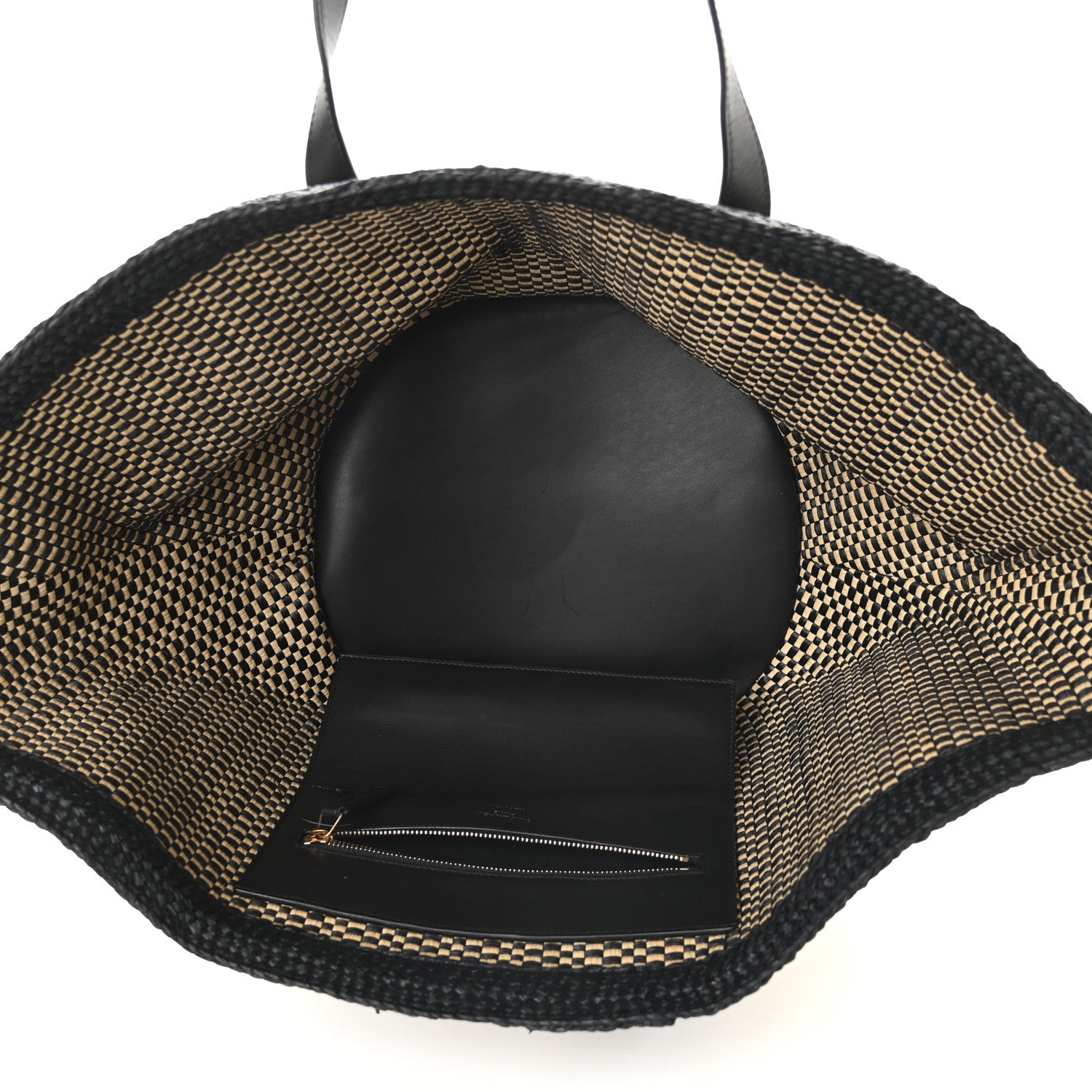 Saint Laurent Raffia Calfskin Medium Panier Tote Black Naturale 5 of 9