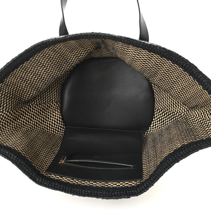 Saint Laurent Raffia Calfskin Medium Panier Tote Black Naturale 5 of 9