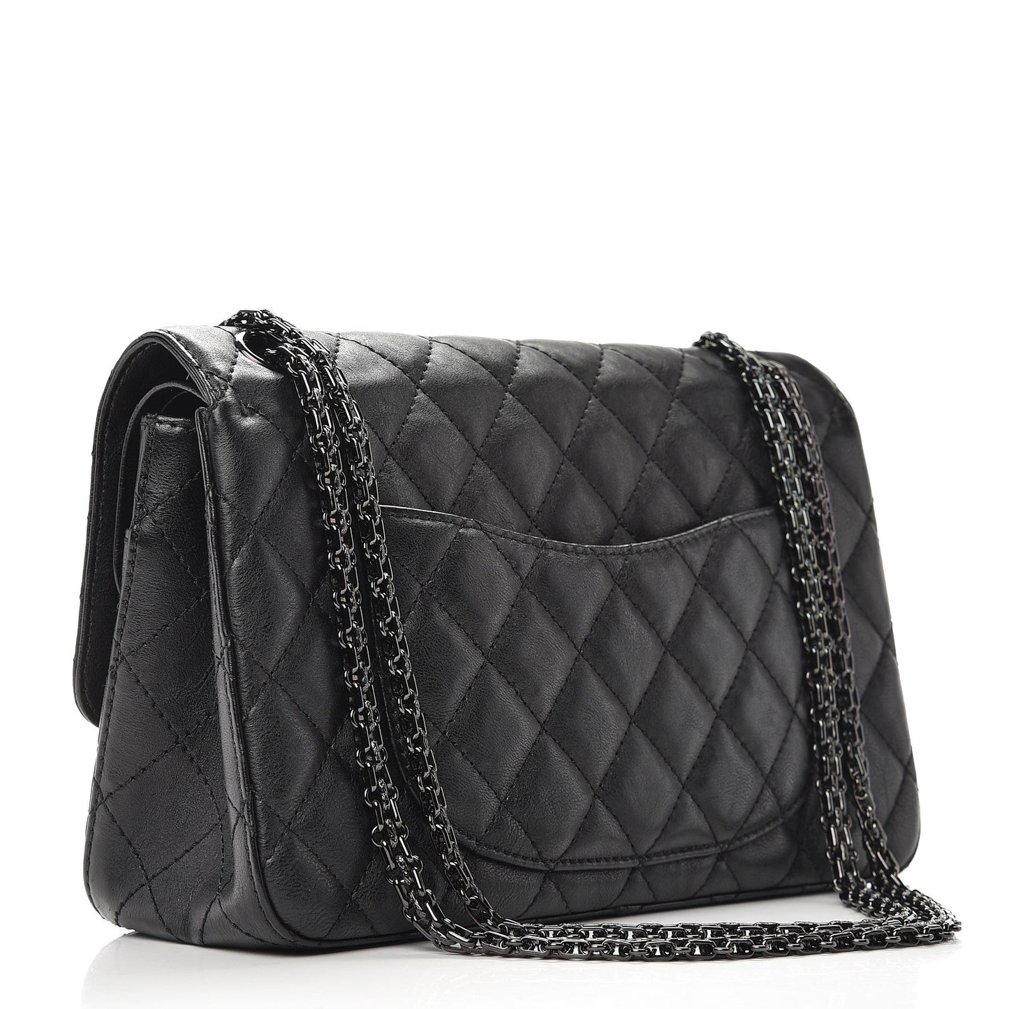 Crumpled Calfskin Quilted 2.55 Reissue 226 Flap So Black