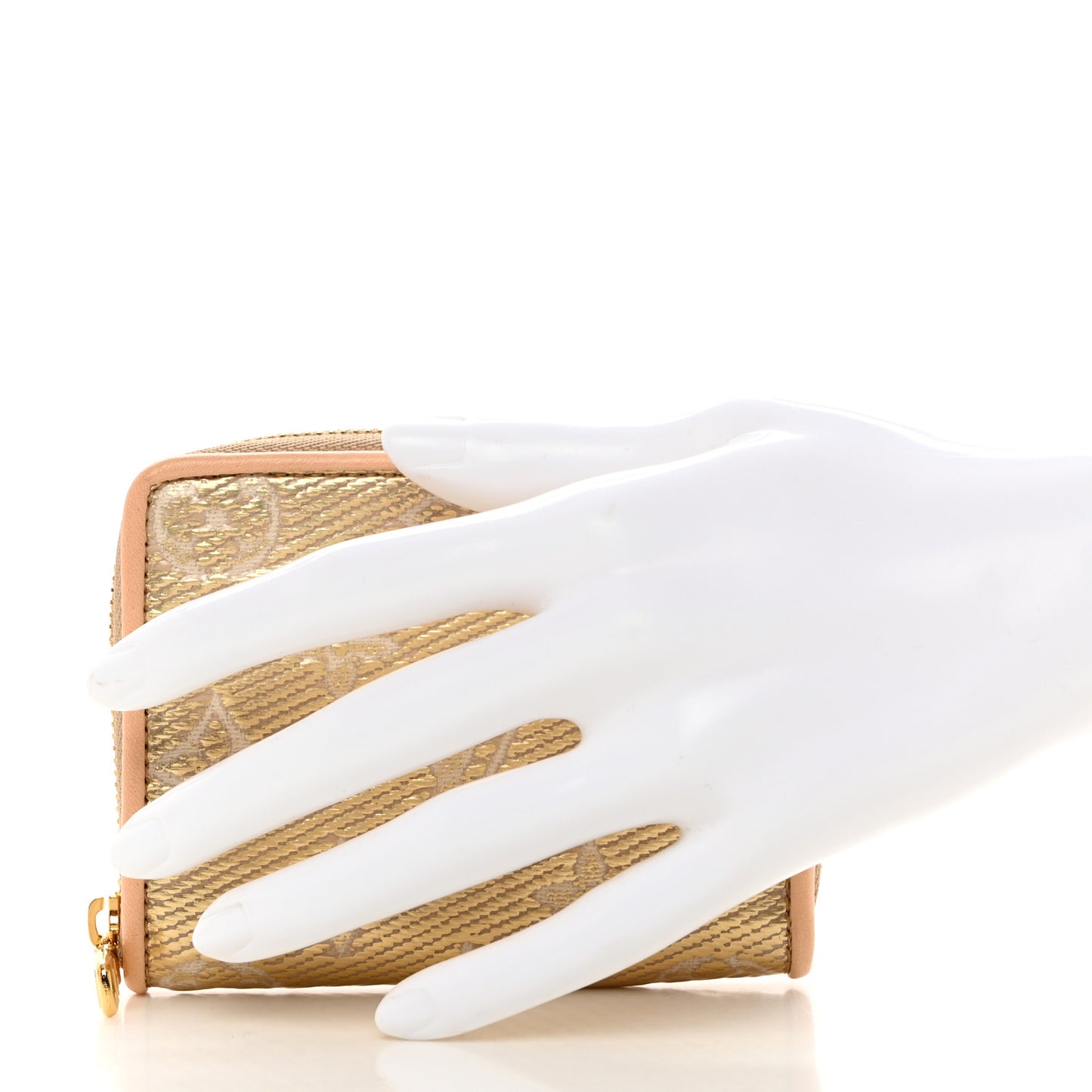 Hollographic Monoglam Zippy Coin Purse Wallet Beige