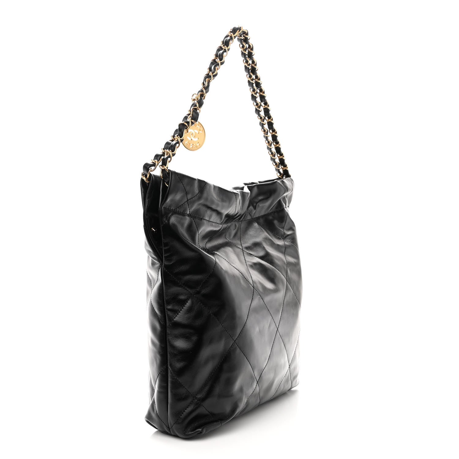 Chanel Shiny Calfskin Quilted Small Chanel 22 Black 3 of 10