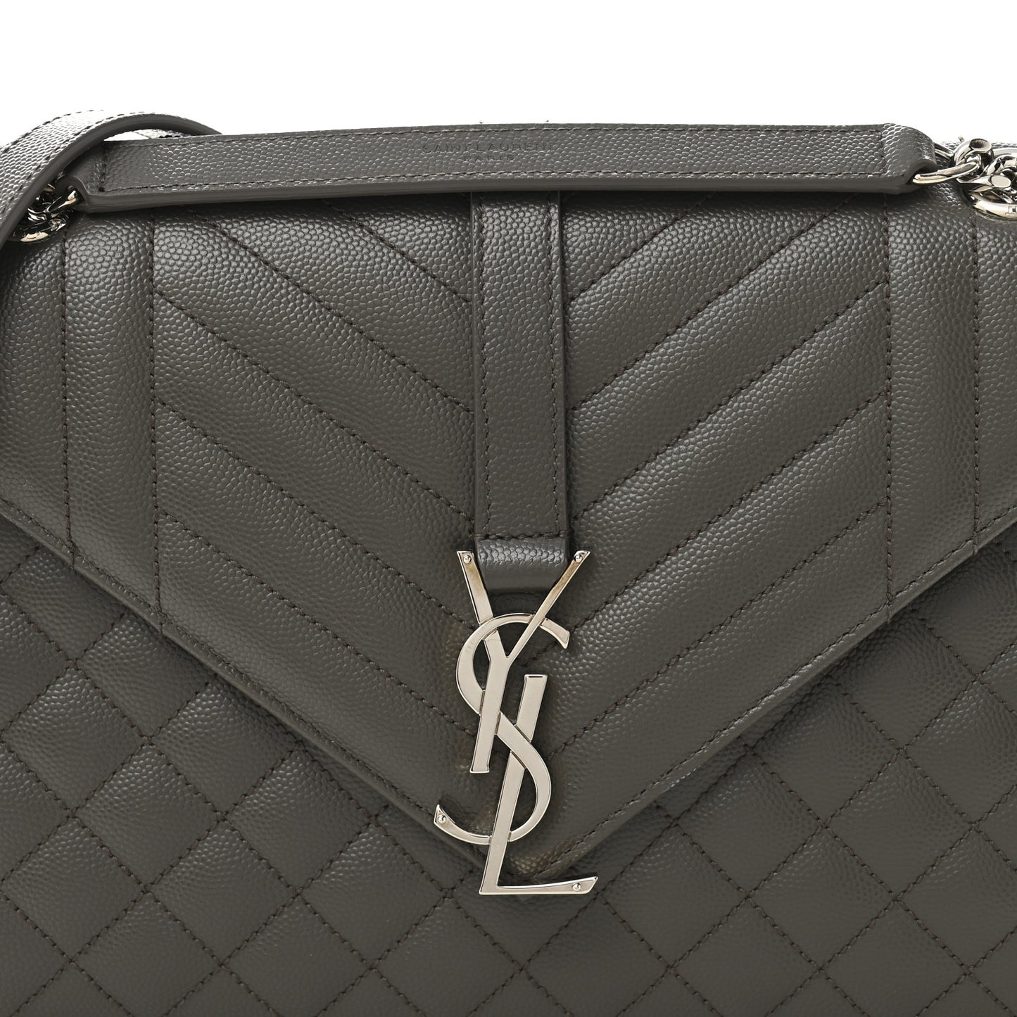 Grain De Poudre Textured Mixed Matelasse Medium Triquilt Monogram Satchel Earth Earth