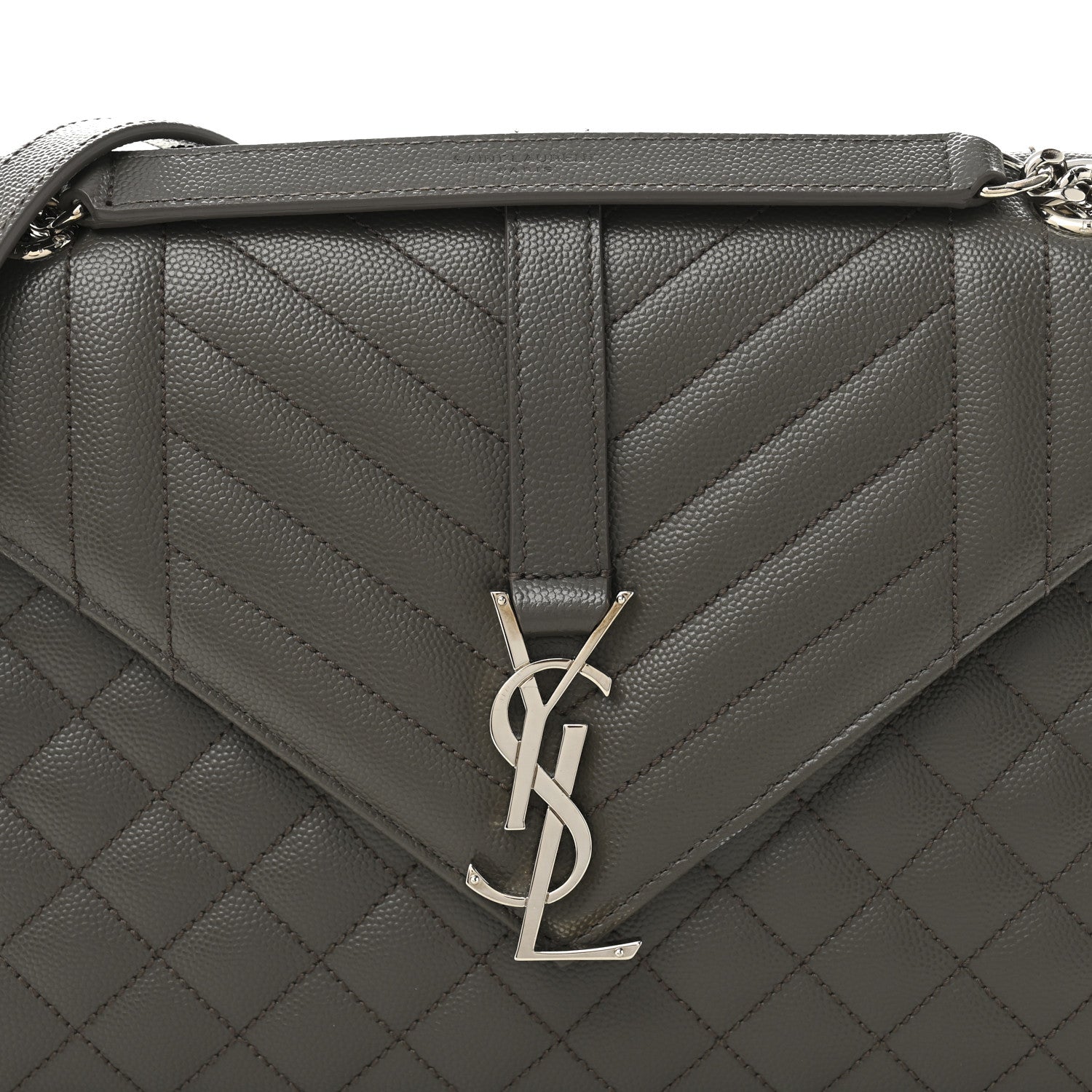 Saint Laurent Grain De Poudre Textured Mixed Matelasse Medium Triquilt Monogram Satchel Earth Earth 7 of 9