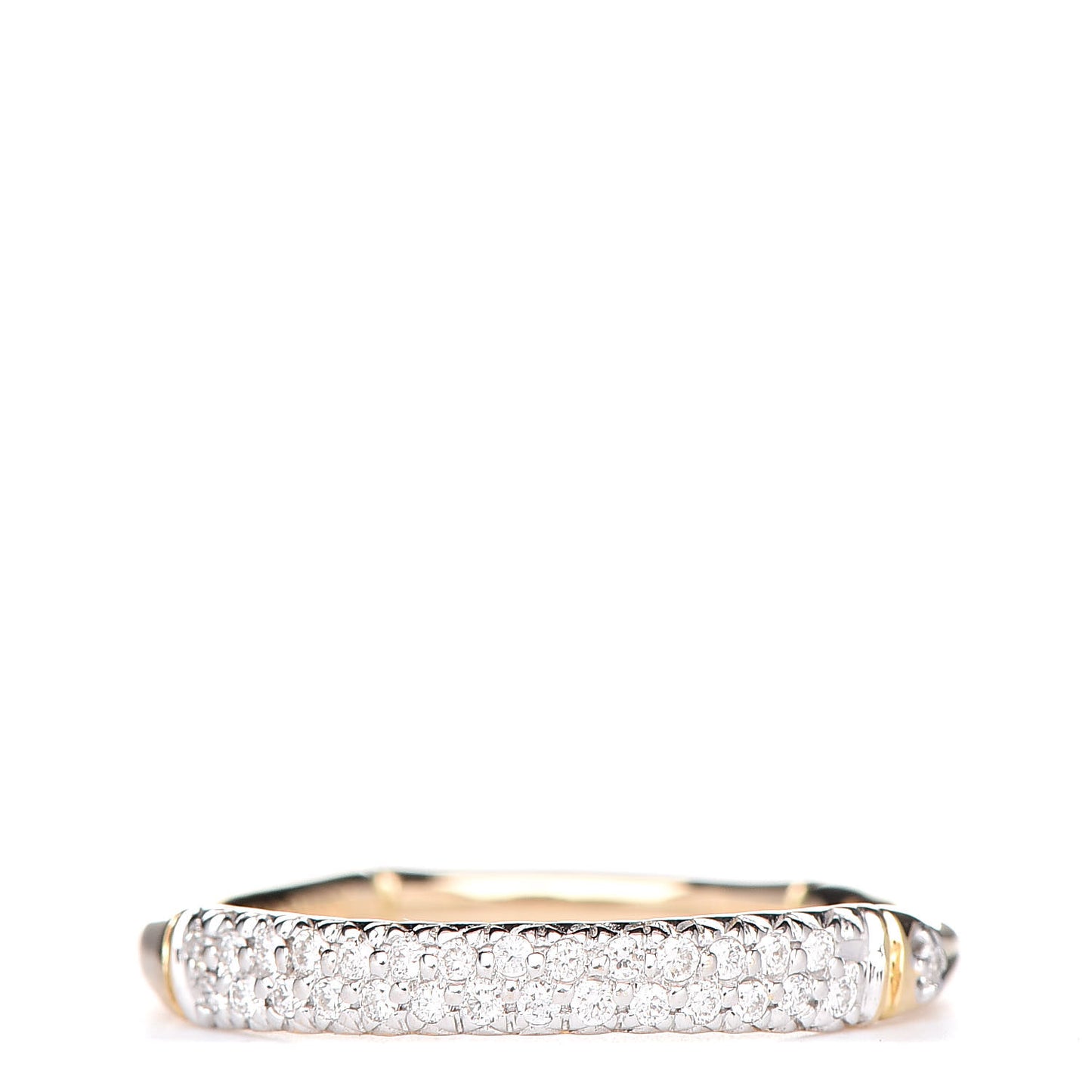 18K Yellow Gold Diamond Bamboo Slim Band Ring 54 7