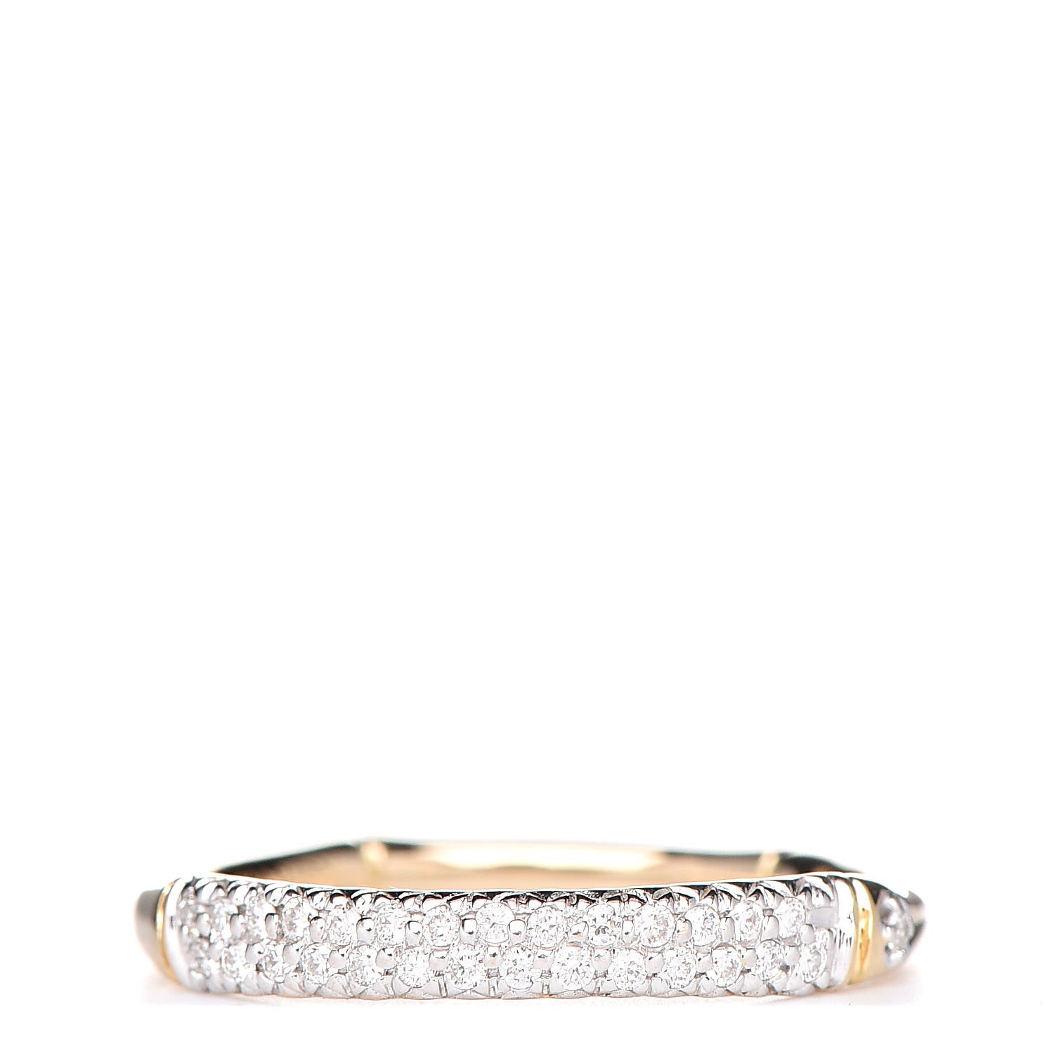 John Hardy 18K Yellow Gold Diamond Bamboo Slim Band Ring 54 7 1 of 5