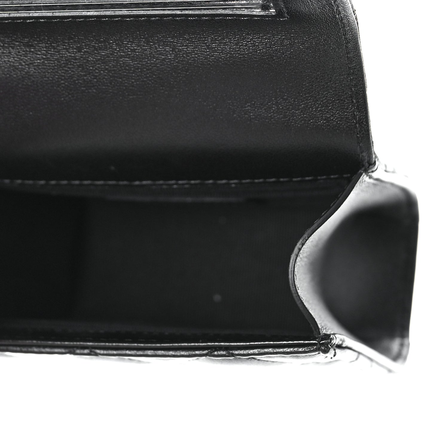 Lambskin Quilted Top Handle Flap Clutch With Chain Black