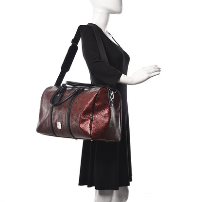 MCM Metallic Visetos Medium Traveler Weekender Bag Scooter Red 3 of 11
