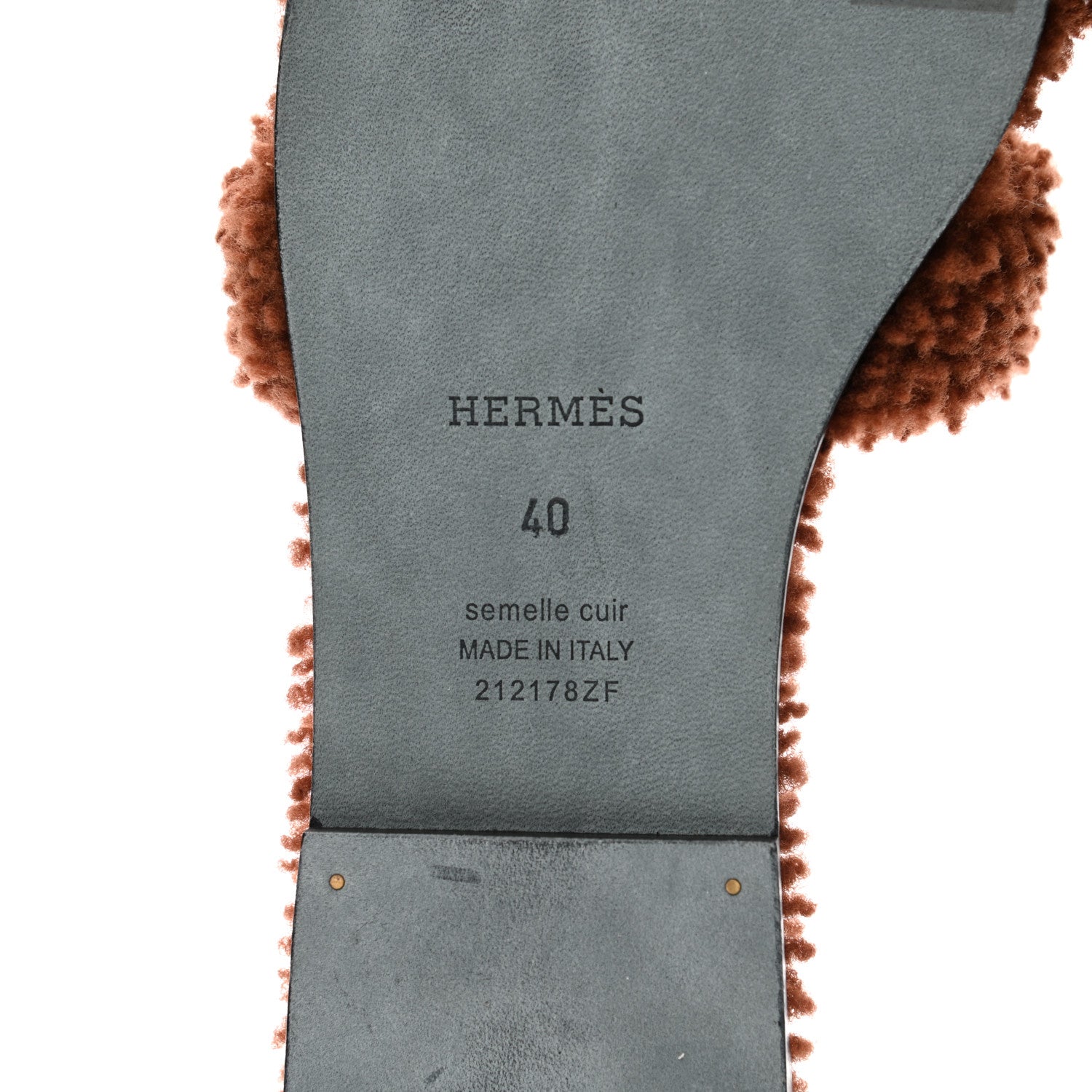Hermes Woolskin Oran Sandals 40 Cognac 6 of 8