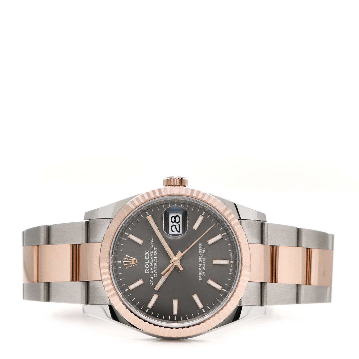 Stainless Steel 18K Everose Gold 36mm Oyster Perpetual Datejust Watch Slate 126231