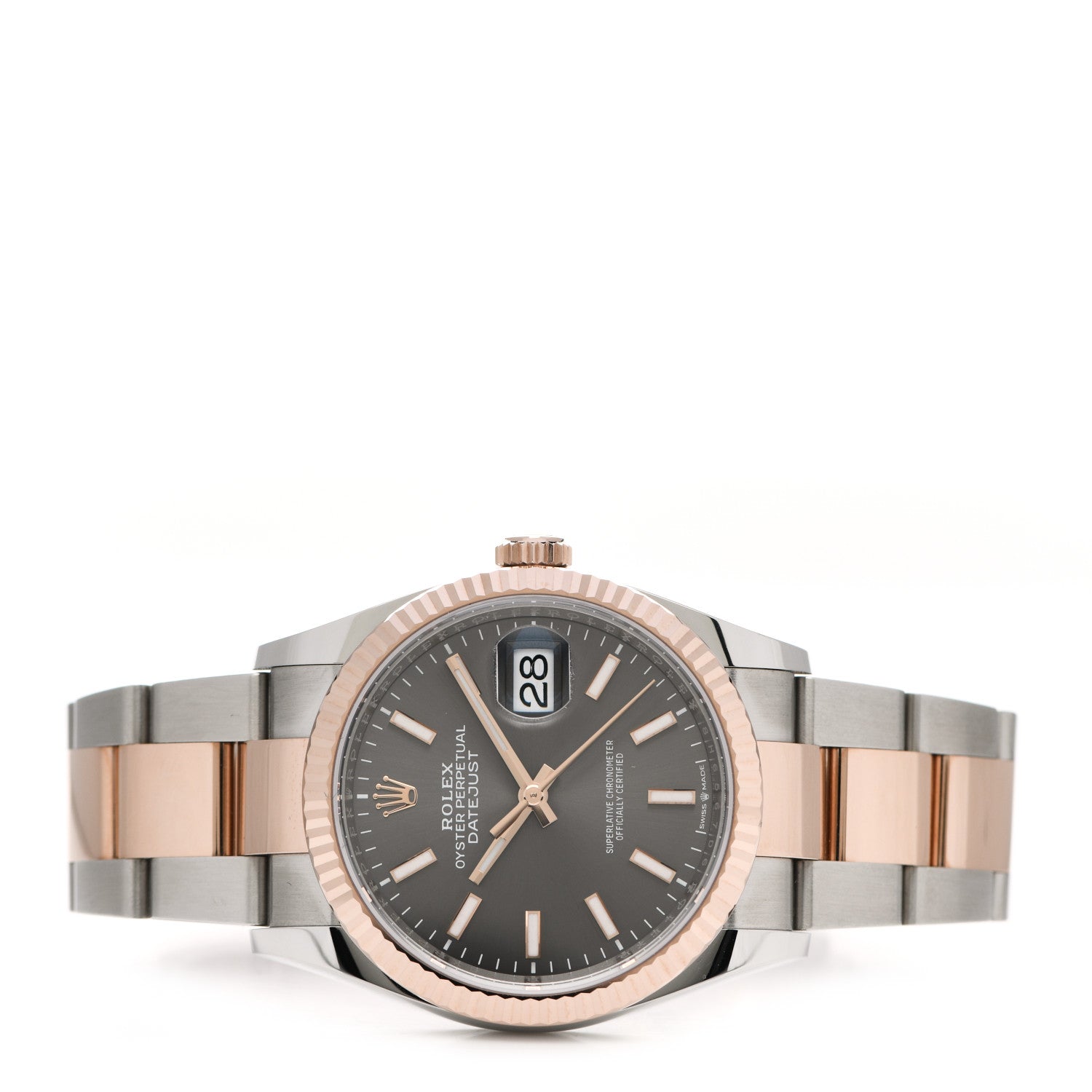 Rolex Stainless Steel 18K Everose Gold 36mm Oyster Perpetual Datejust Watch Slate 126231 2 of 5