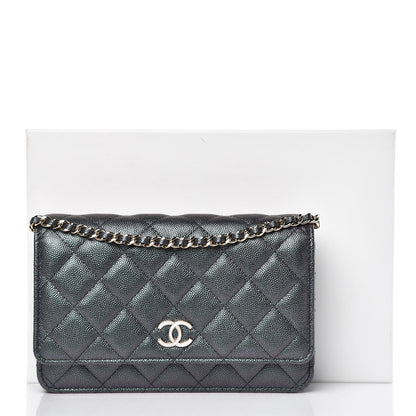 Chanel Iridescent Caviar Quilted Wallet On Chain WOC Black 9 of 9