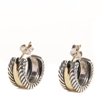 David Yurman Sterling Silver 14K Yellow Gold 16mm Cable Classics Hoop Earrings 1 of 6