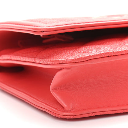 Chanel Caviar Quilted CC Filigree Wallet On Chain WOC Coral 9 of 10