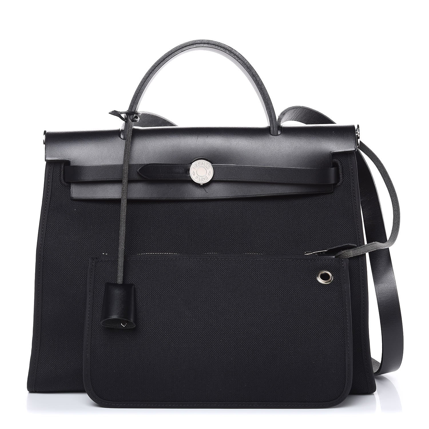 Hermes Military Toile Vache Hunter Herbag Zip PM 31 Black 1 of 13