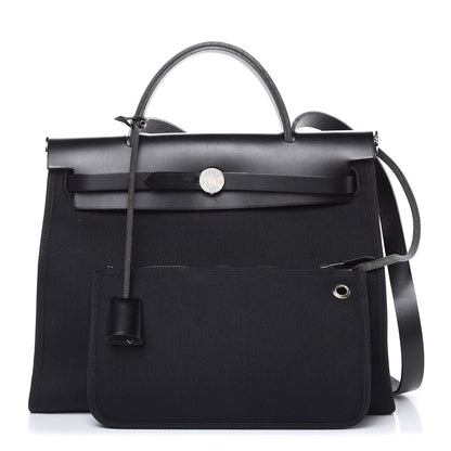 Hermes Military Toile Vache Hunter Herbag Zip PM 31 Black 1 of 13
