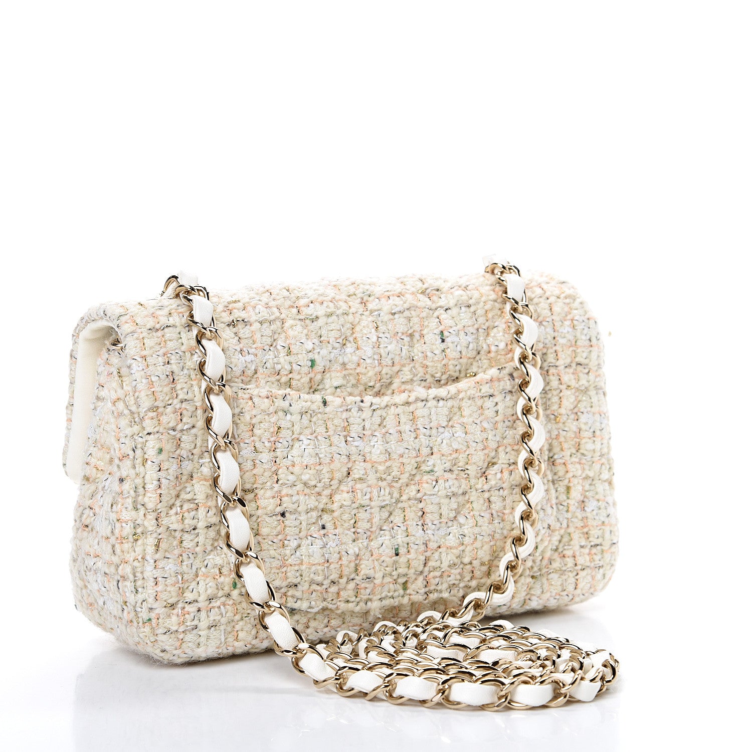 Chanel Tweed Quilted Mini Rectangular Flap Off White 2 of 9