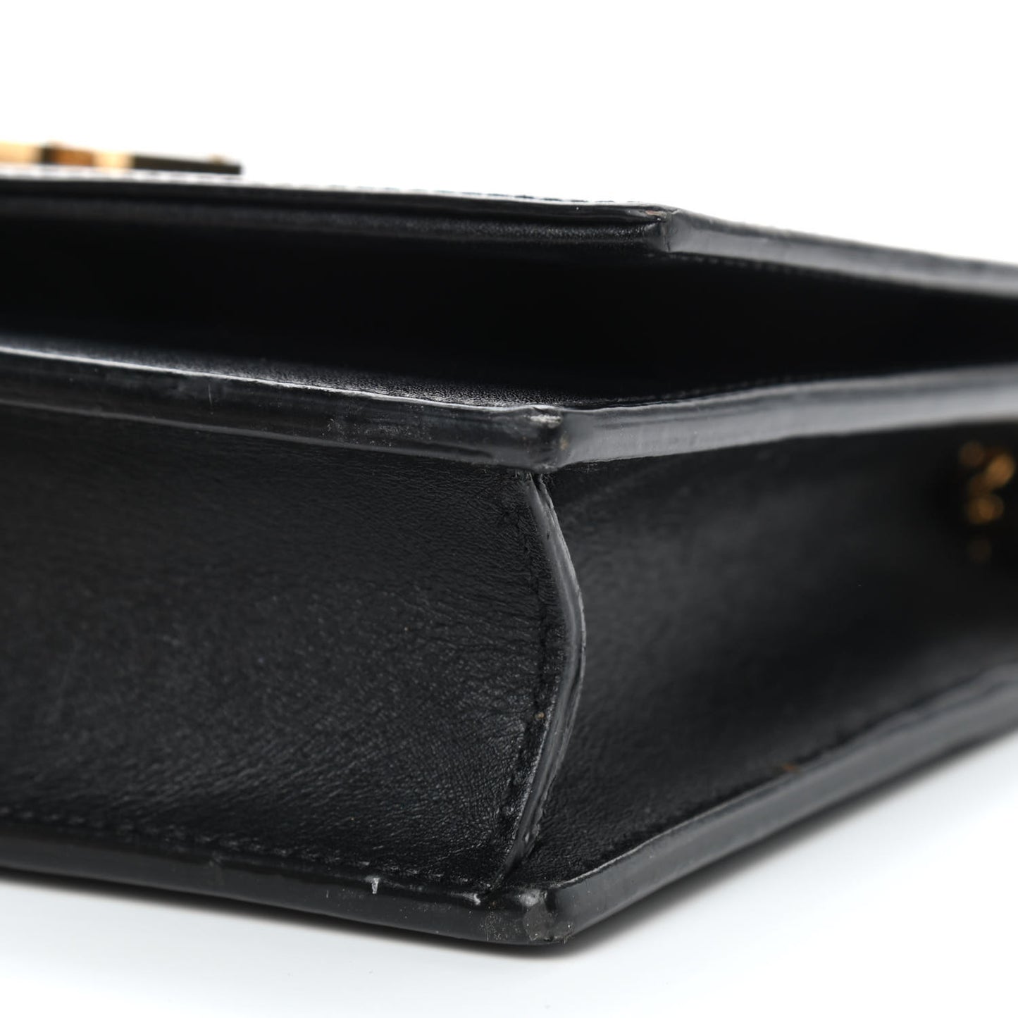 Smooth Calfskin Classic Monogram Kate Tassel Chain Wallet Black