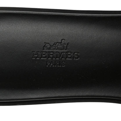 Hermes Box Calfskin Oran Sandals 39.5 Black 6 of 9