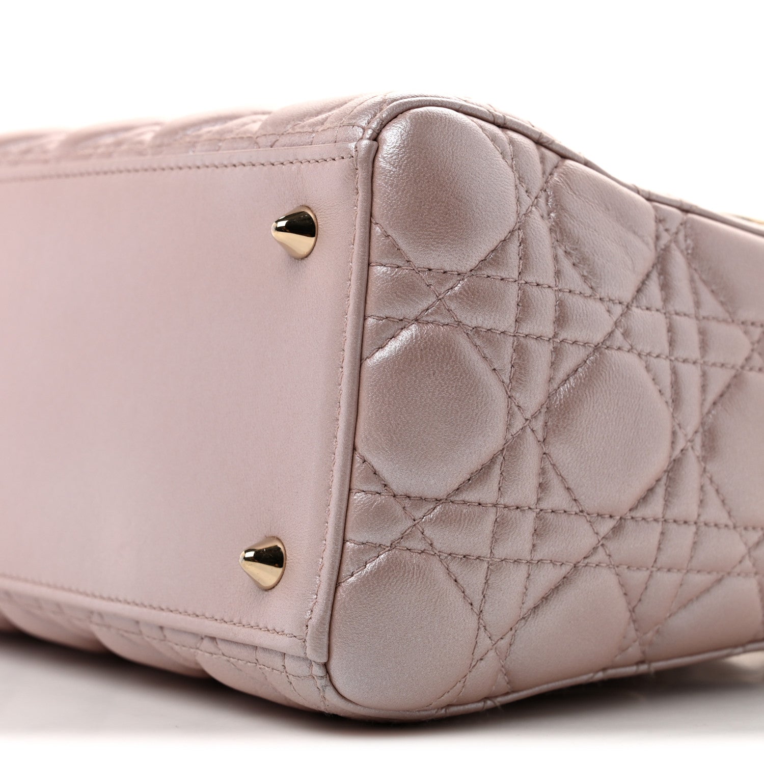 Christian Dior Pearly Lambskin Cannage Medium Lady Dior Lotus 10 of 13