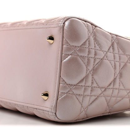 Christian Dior Pearly Lambskin Cannage Medium Lady Dior Lotus 10 of 13