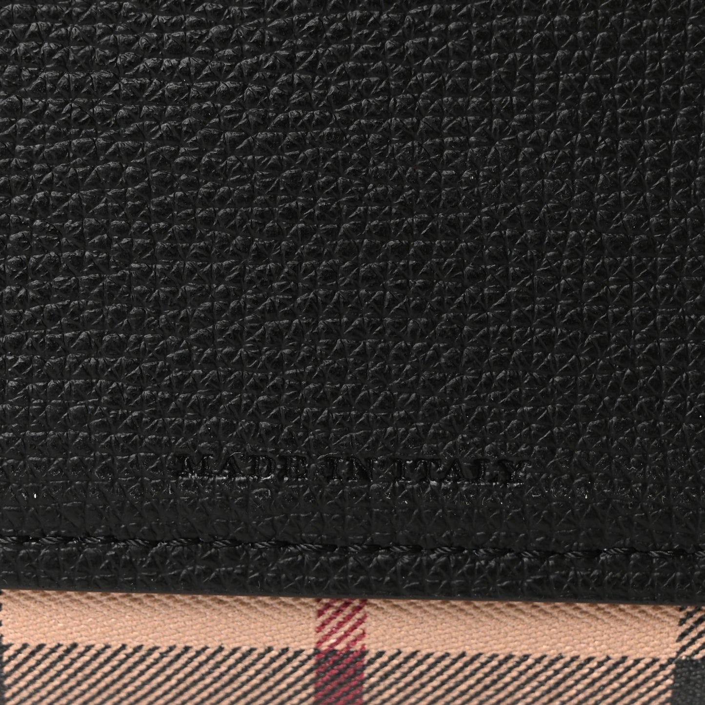 Grainy Calfskin Haymarket Check Small Reversible Tote Black