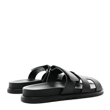 Hermes Calfskin Womens Chypre Sandals 39.5 Black 4 of 8