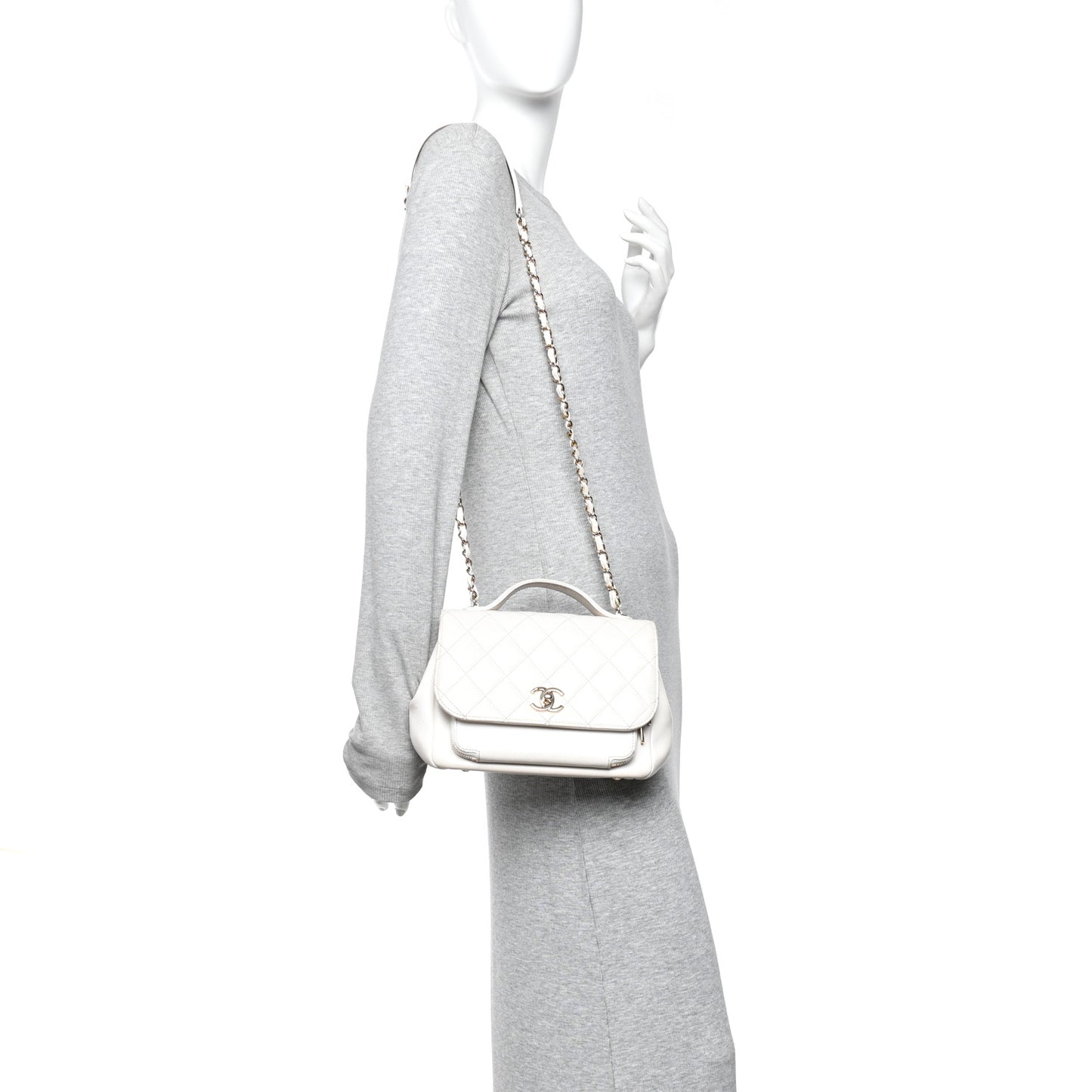 Caviar Quilted Medium Business Affinity Flap White