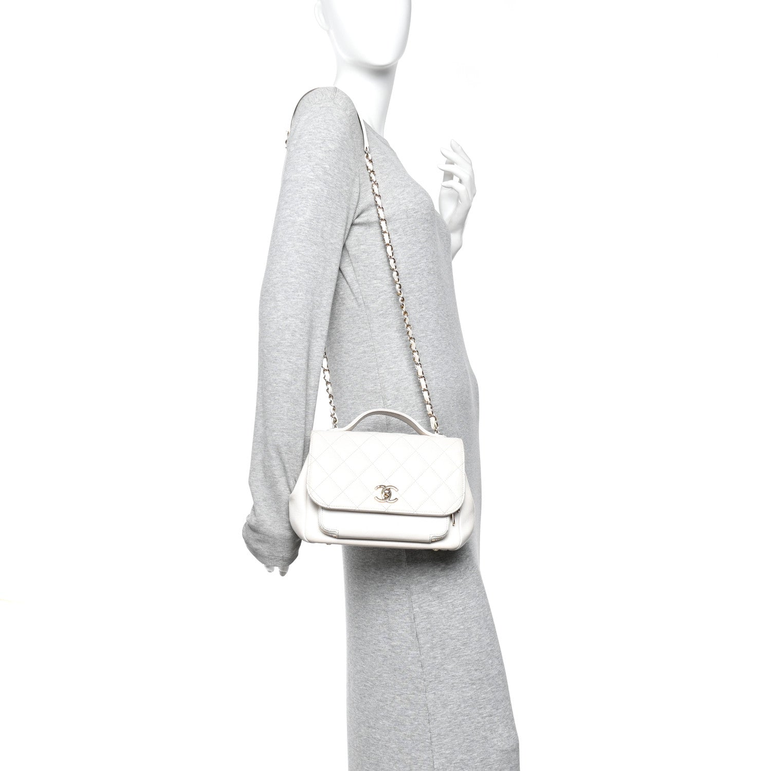 Chanel Caviar Quilted Medium Business Affinity Flap White 2 of 10