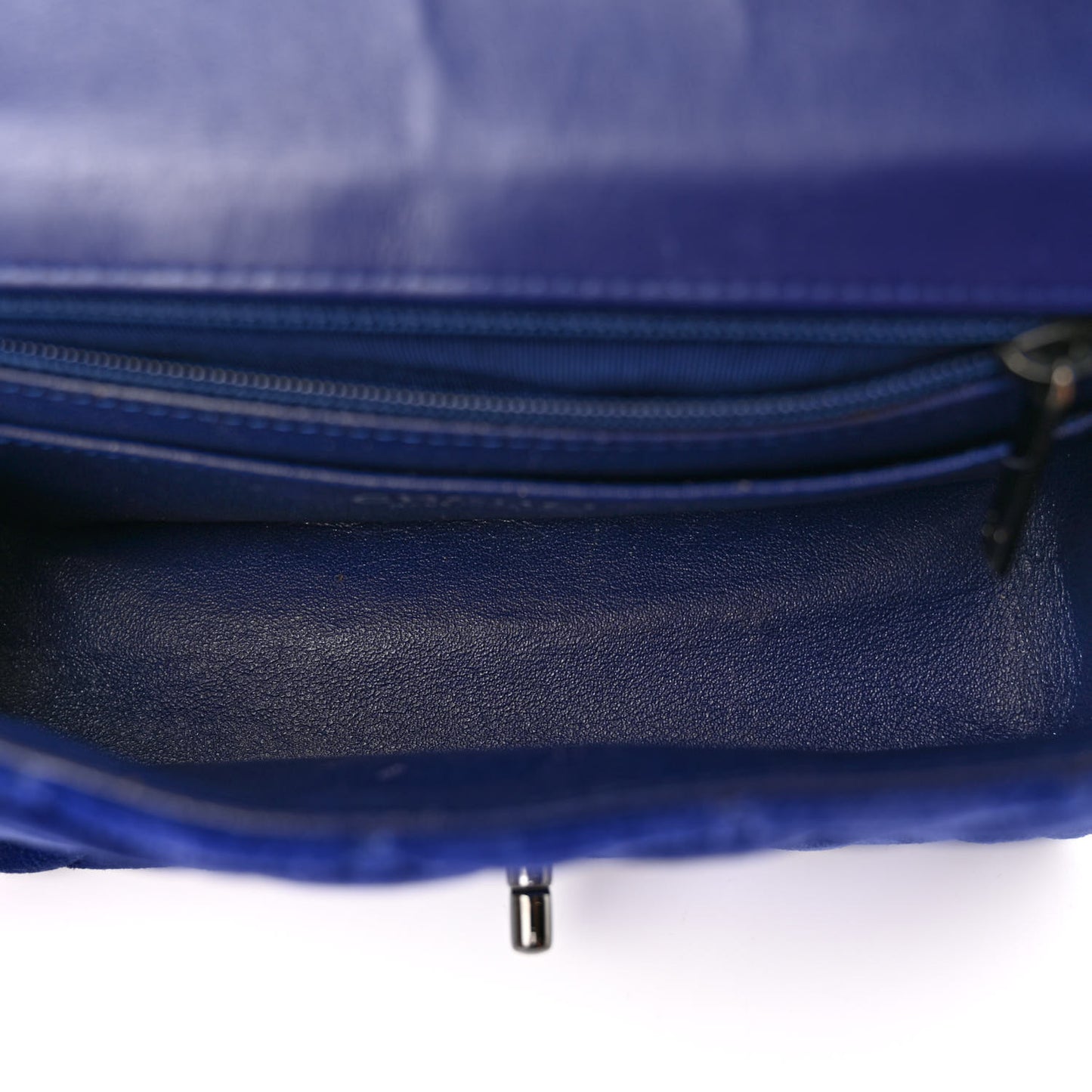 Velvet Quilted Mini Rectangular Flap Dark Blue