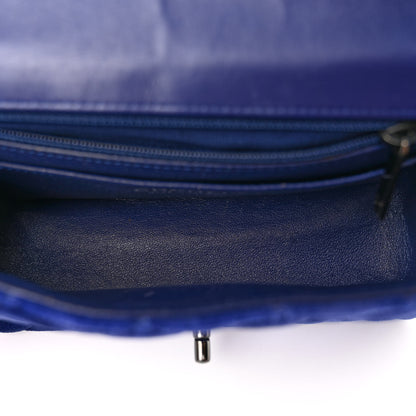 Chanel Velvet Quilted Mini Rectangular Flap Dark Blue 5 of 10