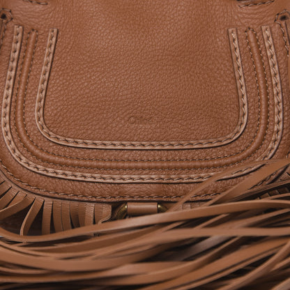 Chloe Shiny Small Grain Calfskin Mini Marcie Multi Fringe Satchel Tan 9 of 9