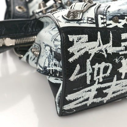 Balenciaga Agneau Arena Graffiti Neo Cagole Handbag XS Black White 8 of 9