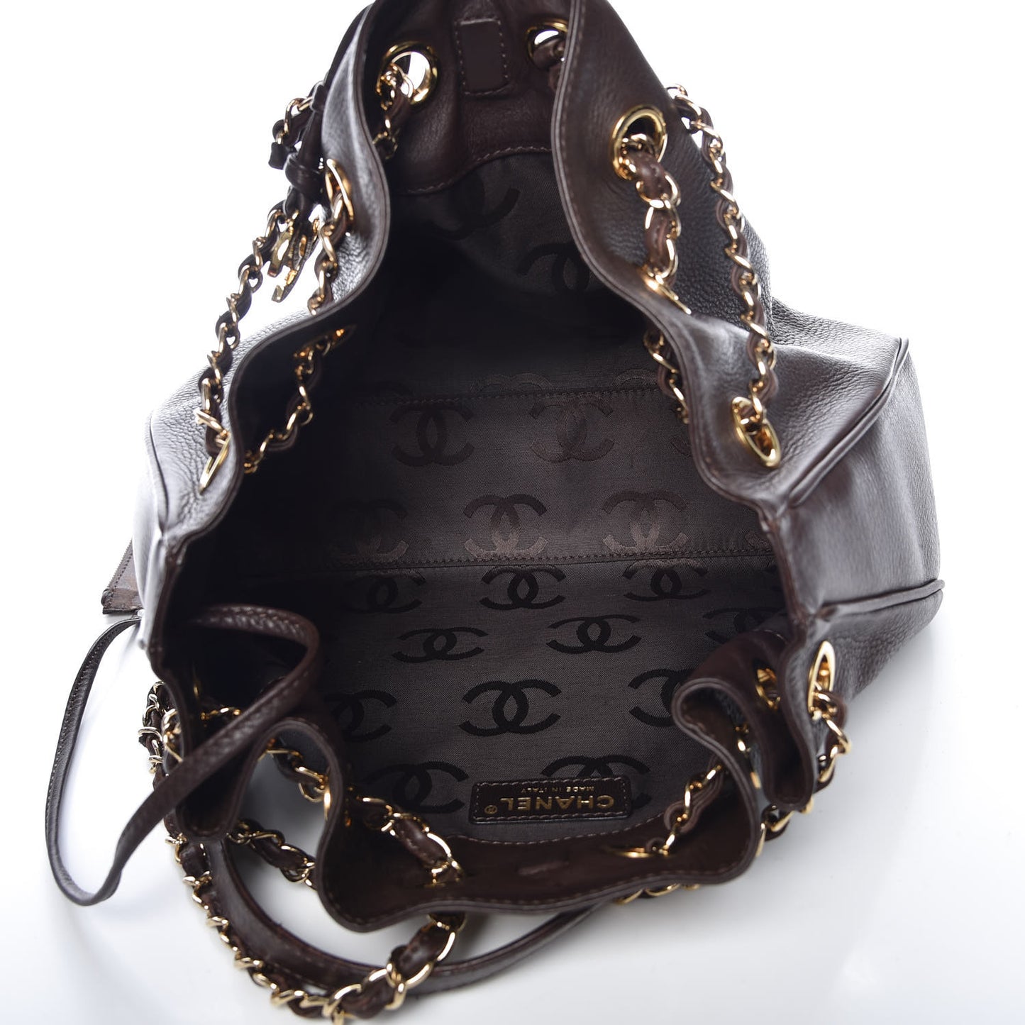 Deerskin Drawstring Shoulder Bag Brown
