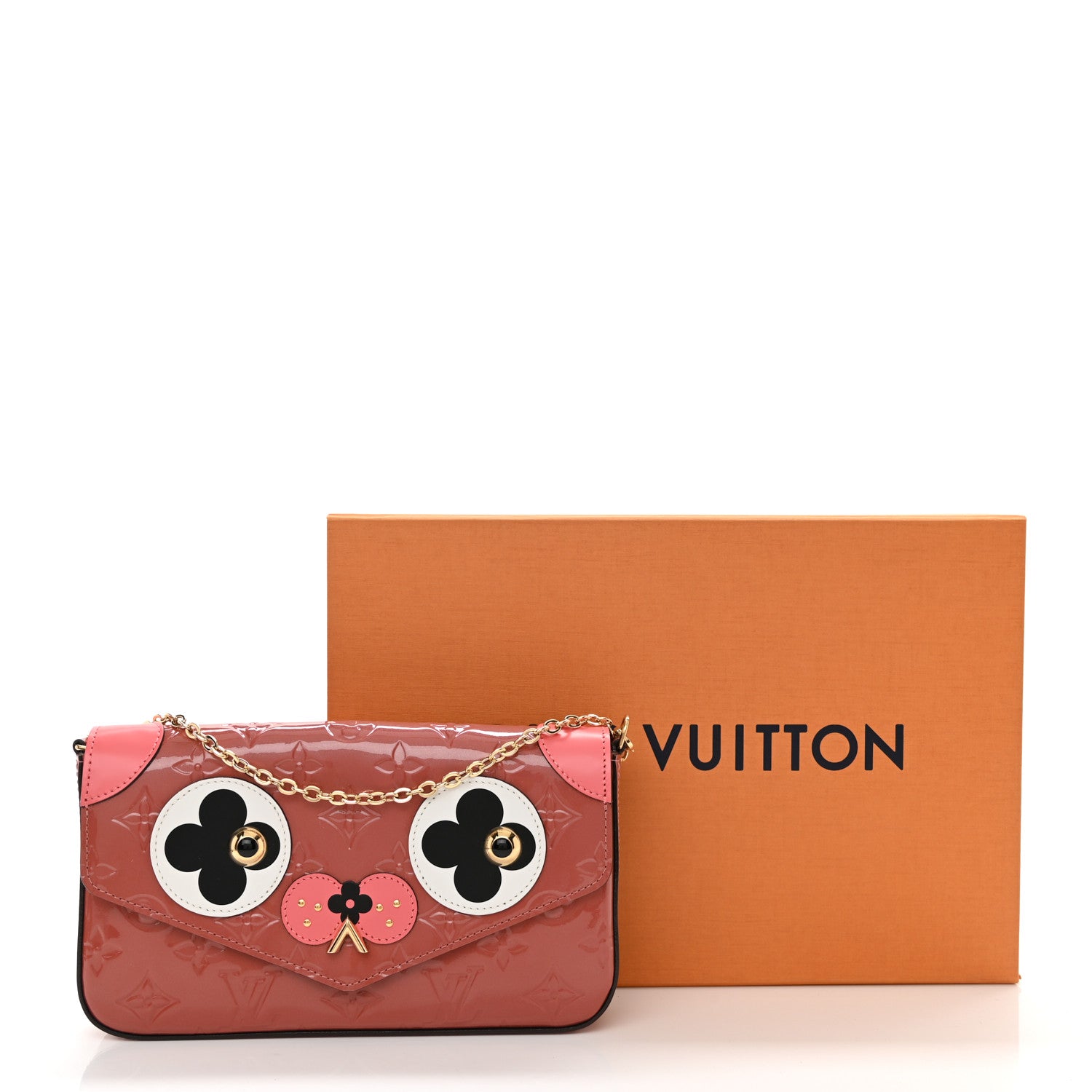 Louis Vuitton Vernis Valentine Dog Pochette Felicie Chain Wallet Pink 12 of 12