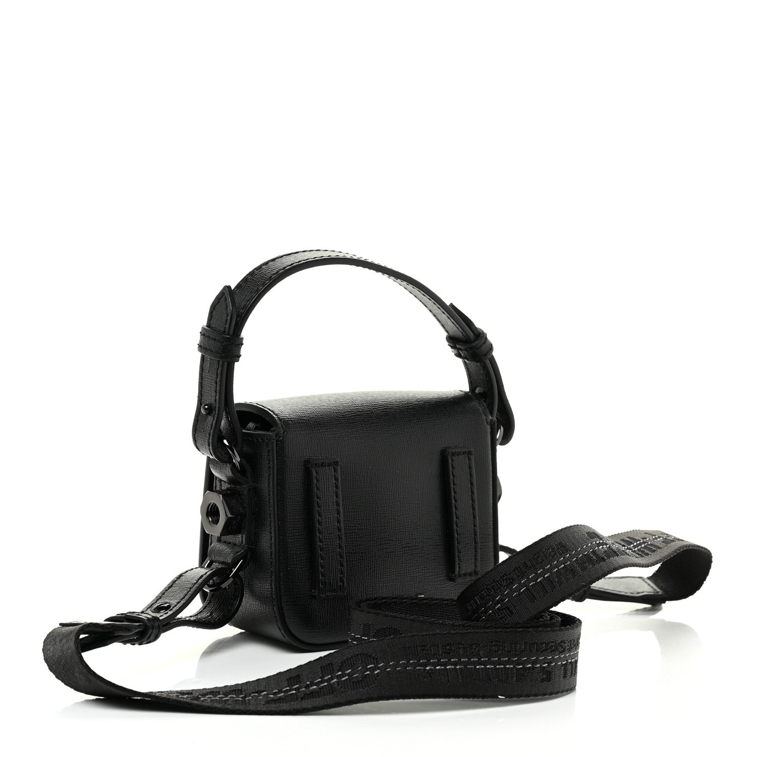 Off-White Saffiano Logo Baby Flap Bag Black White 2 of 14