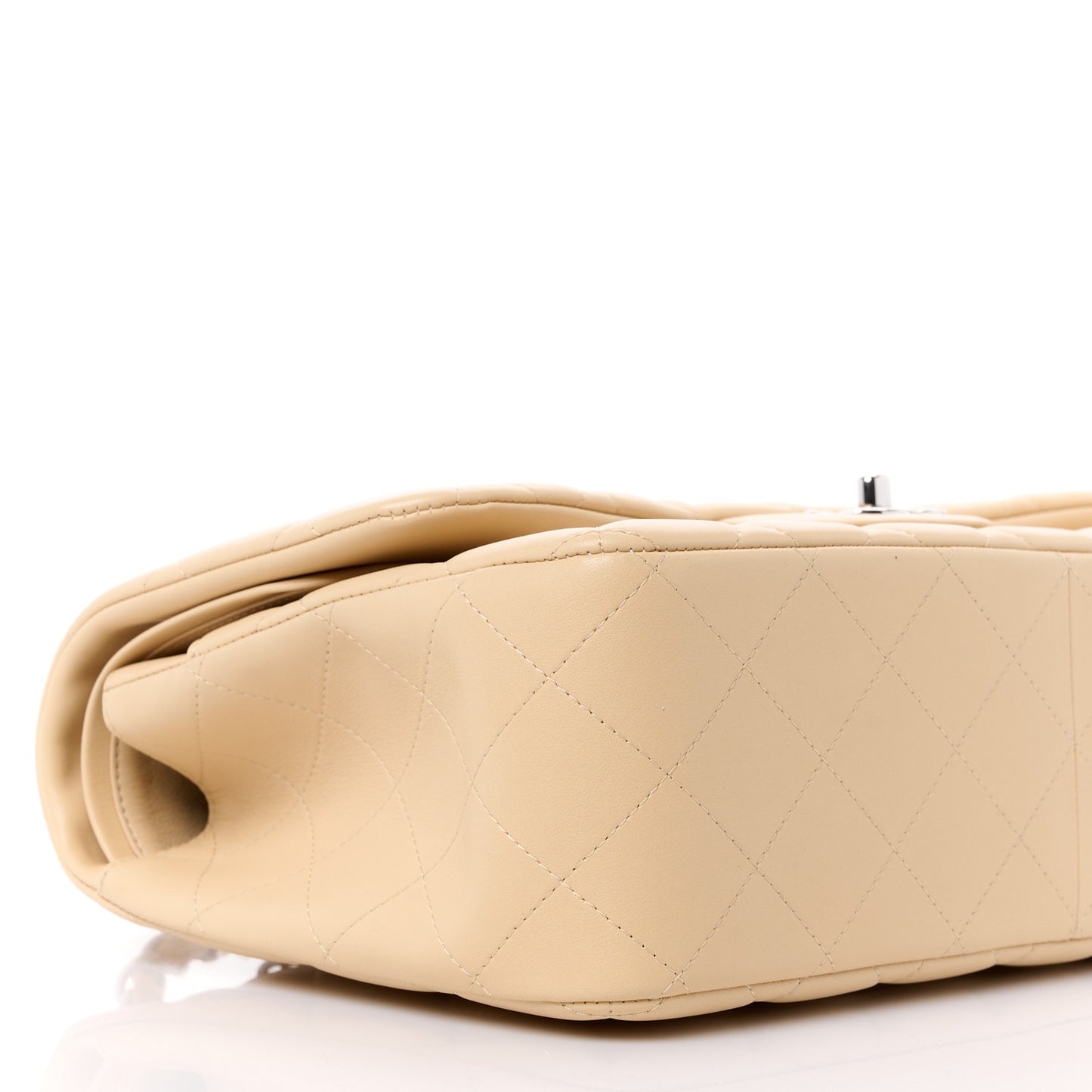 Lambskin Quilted Jumbo Double Flap Light Beige