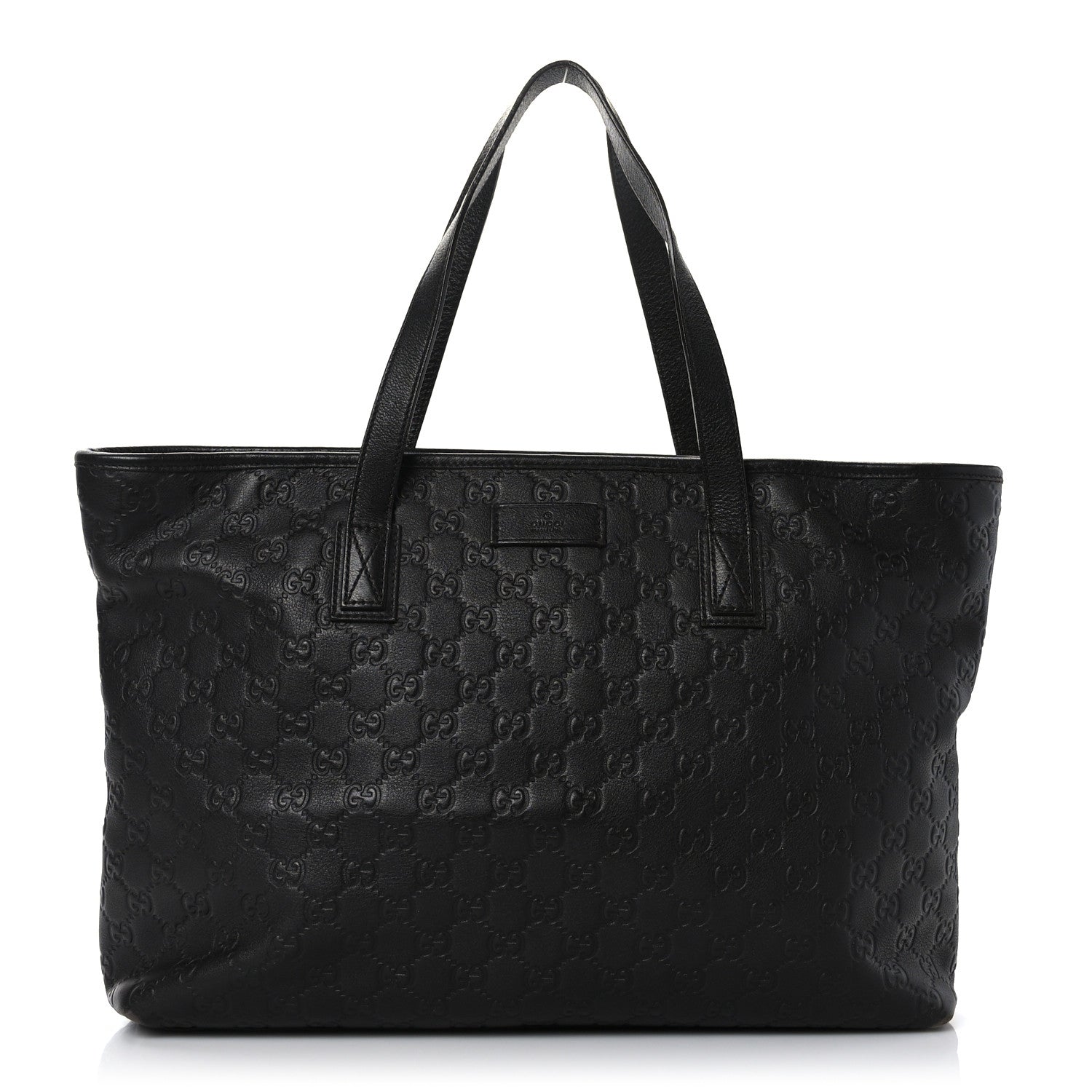 Gucci Guccissima Medium Zippered Shopping Tote Black 1 of 10
