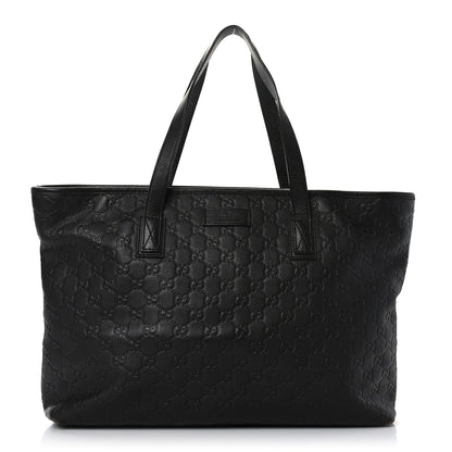 Gucci Guccissima Medium Zippered Shopping Tote Black 1 of 10