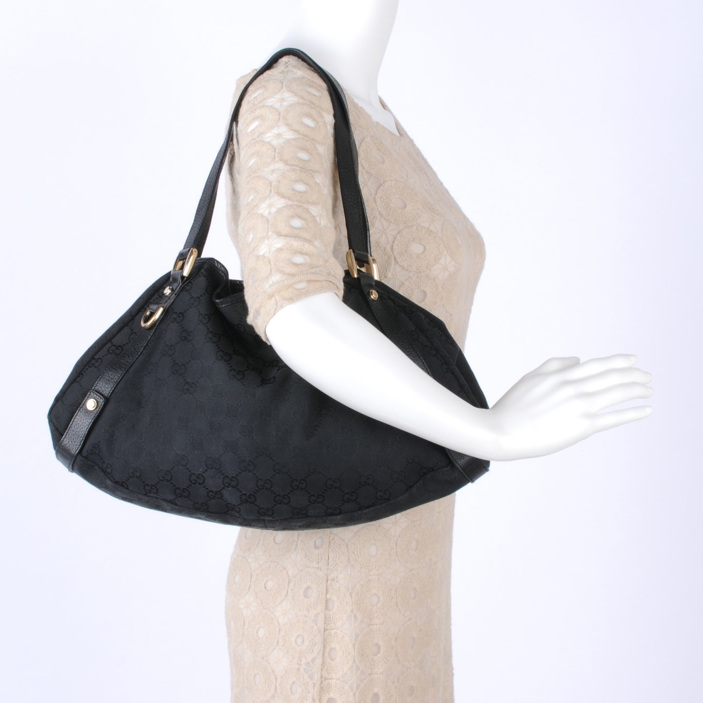 Monogram Medium Abbey Shoulder Bag Black