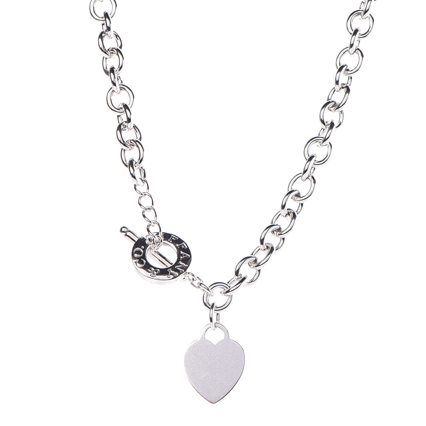Sterling Silver Heart Tag Toggle Necklace