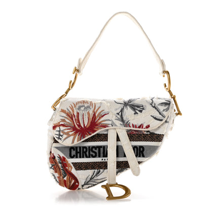 Christian Dior Canvas Embroidered Camouflage Flowers Saddle Bag Latte Multicolor 1 of 13