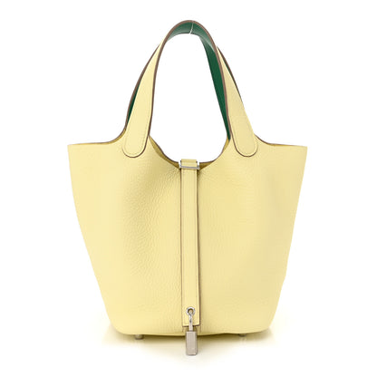 Hermes Taurillon Clemence Swift Eclat Picotin Lock 18 PM Jaune Milton Vert Vertigo 1 of 10