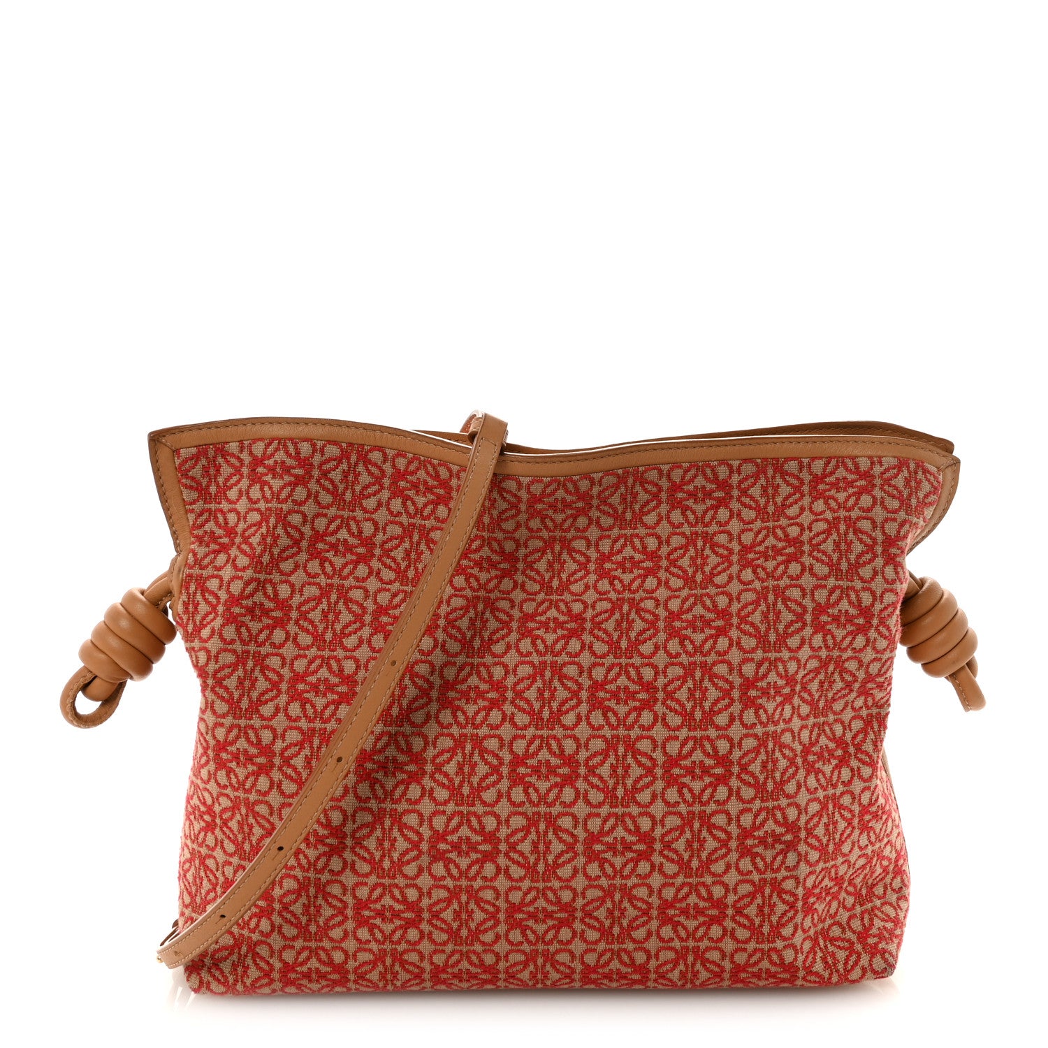 Loewe Jacquard Anagram Calfskin Mini Flamenco Knot Clutch Red Warm Desert 1 of 9