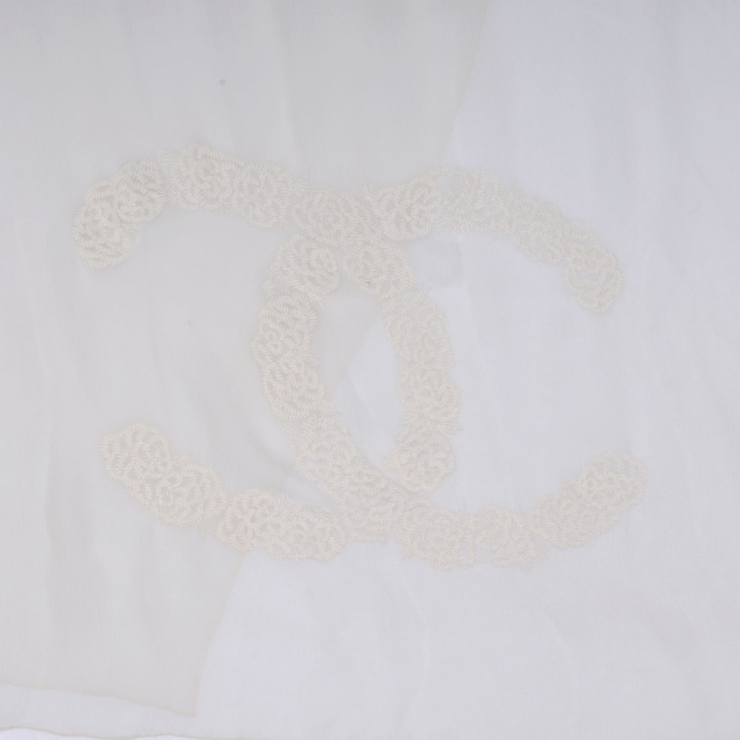 Silk Embroidered Camellia CC Scarf